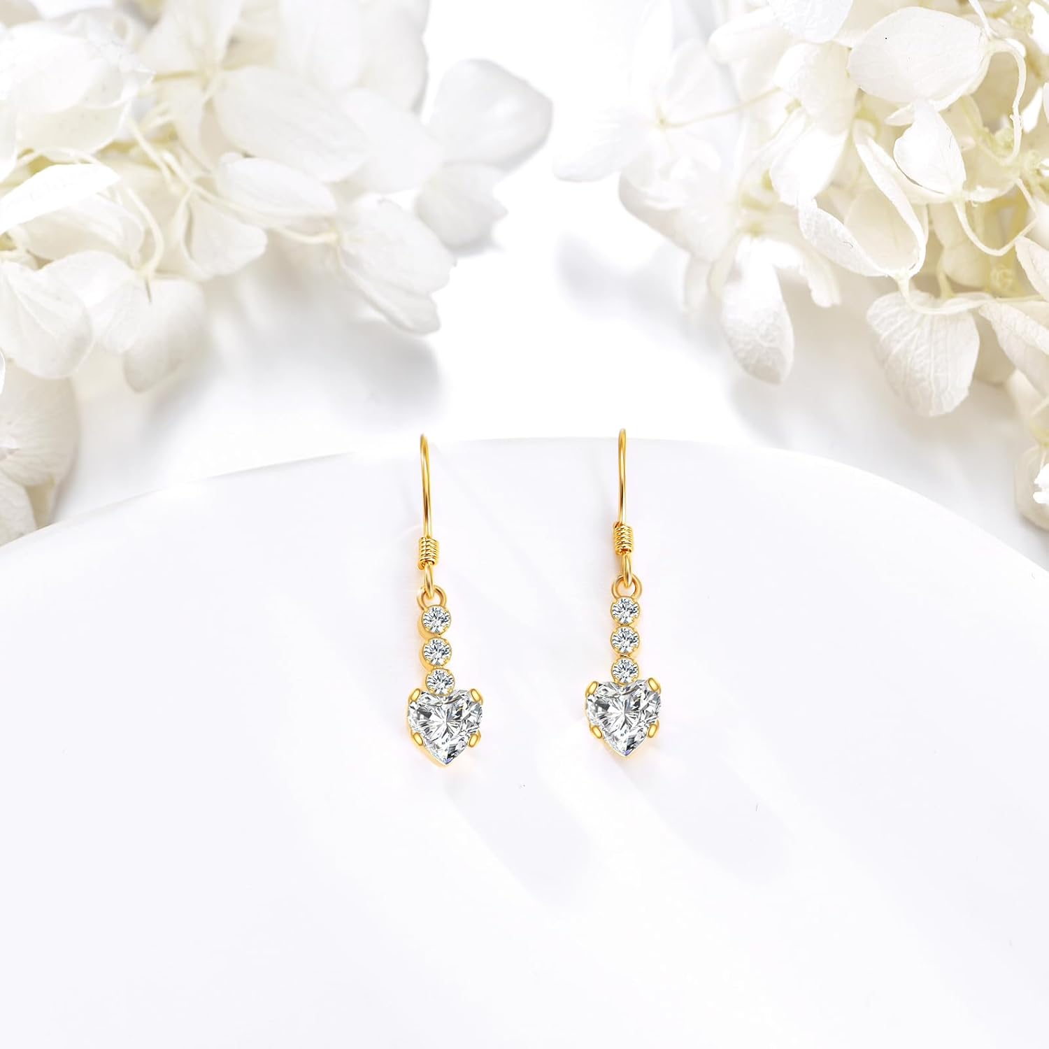 wholesale 14K Gold Moissanite Heart Drop Earrings with Celtic Knot Design-0-4
