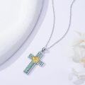 wholesale Sterling Silver Turquoise Cross Birth Flower Necklace 12 Month Pendant for Women Mom-0-3