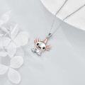 wholesale 925 Sterling Silver Axolotl Pendant Necklace Cute Animal Jewelry for Ladies/Girls/Daughter's Gift-0-4