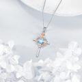 wholesale Sterling Silver Birthstones Rose Cross Heart Crucifix Pendant Necklace for Women-0-11