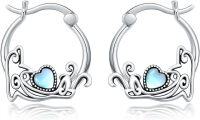 wholesale Sterling Silver Moonstone Retro Owl Hummingbird Butterfly Dragonfly Hoop Earrings-Dolphin