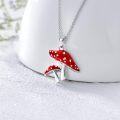 wholesale 925 Sterling Silver Red Enamel Mushroom Snail Pendant Necklace for Women-0-4