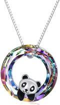 wholesale 925 Sterling Silver & Crystal Cute Smiling Panda Pendant Necklace - Adjustable Chain, Gift for Women-0-0