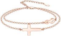 wholesale Rose Gold 925 Sterling Silver Cross & Infinity Charm Bracelet - Faith  for Women and Moms-04-Rose gold