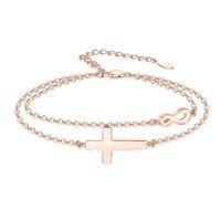 wholesale Rose Gold 925 Sterling Silver Cross & Infinity Charm Bracelet - Faith  for Women and Moms-04-Rose gold
