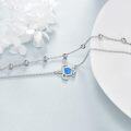 wholesale 925 Sterling Silver Blue Fire Opal Turtle Charm Anklet for Women-0-2