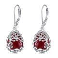 wholesale 925 Sterling Silver Tree Of Life Drop Earrings Wholesale With Green Stone-0-36