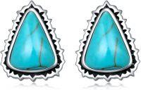 wholesale 925 Sterling Silver Triangle Turquoise Stud Earrings for Women - Boho Chic Western Style s-Triangle