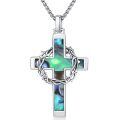 wholesale 925 Sterling Silver Abalone Shell Crown of Thorns Cross Necklace Catholic Jewelry for Men & Women-0-0