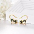 wholesale 925 Sterling Silver Black Onyx Cat Drop Earrings for Women Girls Gifts -0-1