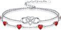 wholesale 925 Sterling Silver & Birthstone Crystal Infinity Heart Bracelet - 12 Gemstone Colors, Adjustable Love Gift for Women-0-0