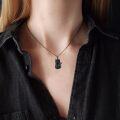 wholesale 925 Sterling Silver Black CZ Cat Pendant Necklace for Women-0-4