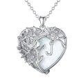 TOUPOP Sterling Silver & Stone Initial Letter Pendant Necklace-0-0