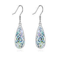 wholesale 925 Sterling Silver Abalone Shell Filigree Teardrop Dangle Earrings  for Women-Abalone