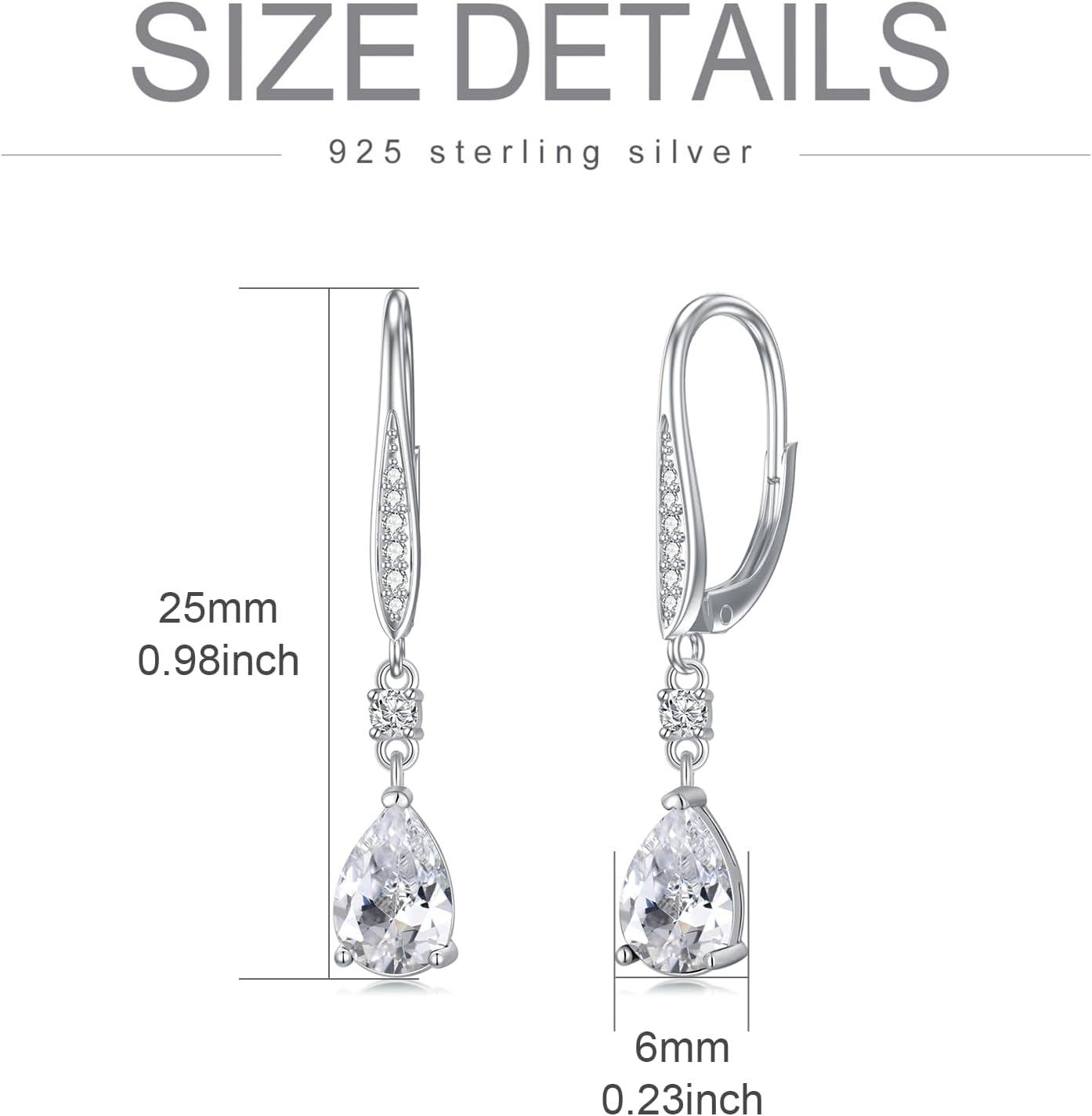 Sterling Silver Austrian Crystal Teardrop Leverback Earrings Women s Gift-0-6