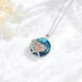 wholesale 925 Sterling Silver Blue Crystal Unicorn Flower Pendant Necklace s for Women-0-3
