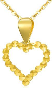 wholesale 18K Gold Solid Hollow-Out Heart Pendant Necklace for Women Gifts for Her/Mom/Wife-Diamond cut heart necklace