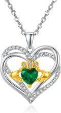wholesale 925 Sterling Silver & Cubic Zirconia Claddagh Heart Pendant Necklace for Women-0-0
