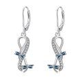 TOUPOP Silver Crystal Animal Earrings (Dragonfly)-0-0