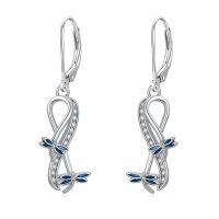 TOUPOP Silver Crystal Animal Earrings (Dragonfly)-undefined
