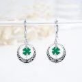 wholesale 925 Sterling Silver Celtic Knot Green Enamel 4-Leaf Clover Drop Earrings Irish Luck Jewelry for Women Girls-0-1