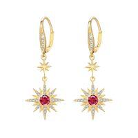 wholesale 925 Sterling Silver Gold-Plated Moonstone & Opal Starburst Leverback Drop Earrings-July (Gold Plated)-July (Gold Plated)