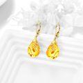 wholesale 925 Sterling Silver Teardrop Earrings with Amber and Gold Leaves-0-4