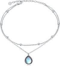 wholesale 925 Sterling Silver Teardrop Moonstone Evil Eye Charm Layered Anklet for Women Girls  6-8 Adjustable Chain Length-Moontone Anklet