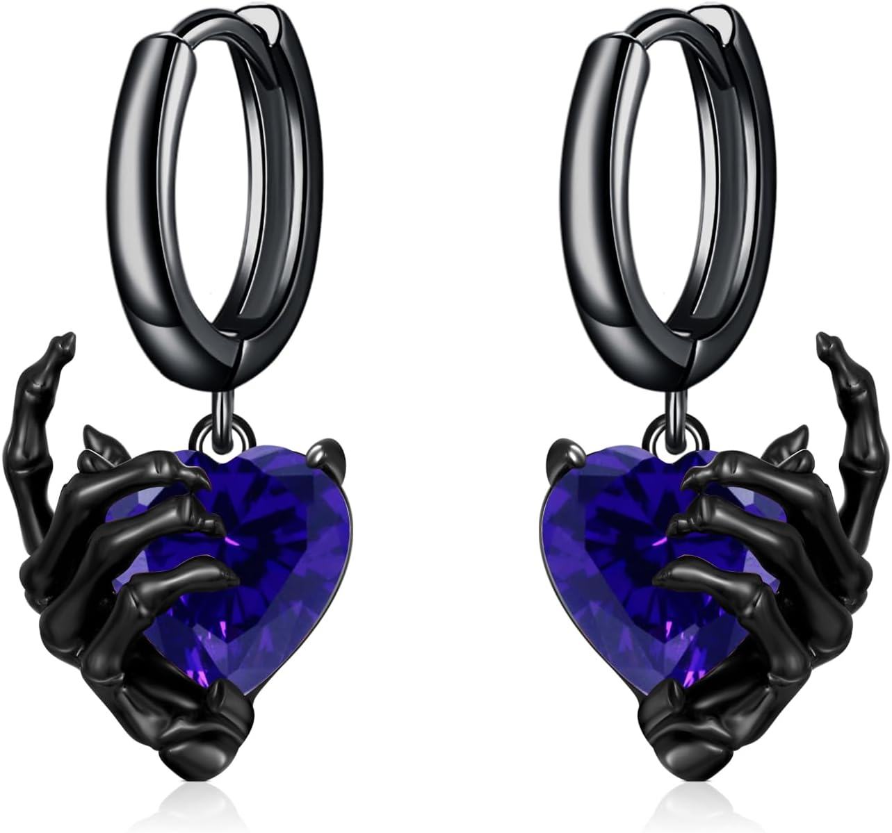wholesale 925 Sterling Silver Gothic Skull Hand Earrings Hypoallergenic Punk Rock Jewelry for Women Men-0-0