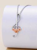 wholesale 925 Sterling Silver Music Note Necklace Wholesale With Rose Accents-0-5
