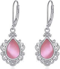 wholesale Sterling Silver Moonstone Lapis Lazuli Larimar Pink Opal Peridot Amethyst Earrings-Pink Opal Earrings