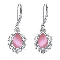wholesale 925 Sterling Silver Elegant Purple Teardrop Earrings Wholesale With Crystal Accents-Pink Opal Earrings