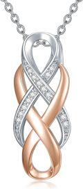 wholesale 925 Sterling Silver Rose Gold Plated Cubic Zirconia Accent Infinity Pendant Necklace for Women-0-0