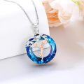 wholesale 925 Sterling Silver Blue Crystal Cheerleader Sports Theme Tree of Life Pendant Necklace for Women-0-2
