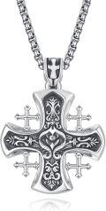 wholesale 925 Sterling Silver Cross Pendant with Intricate Design and Chain - For Men & Women-0-0