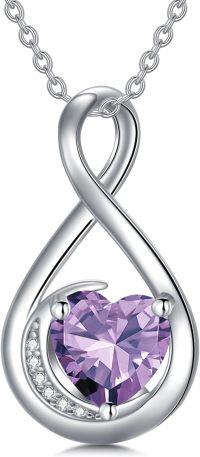 wholesale TOUPOP June Birthstone Necklace For Women Alexandrite Necklace Pendant 929 Sterling Silver Infinity Love Moon Jewelry Birthday Christmas Gifts For Women Mom Wife Girlfriend -undefined