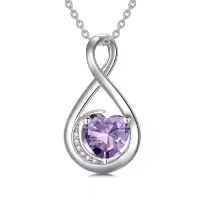 TOUPOP Sterling Silver Alexandrite Necklace Infinity Love Moon Pendant-undefined