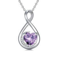 TOUPOP Sterling Silver Alexandrite Necklace Infinity Love Moon Pendant-undefined