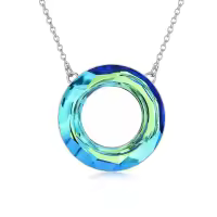 TOUPOP Sterling Silver Crystal Circle Pendant Necklace For Women-undefined
