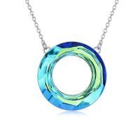 TOUPOP Sterling Silver Crystal Circle Pendant Necklace for Women-undefined