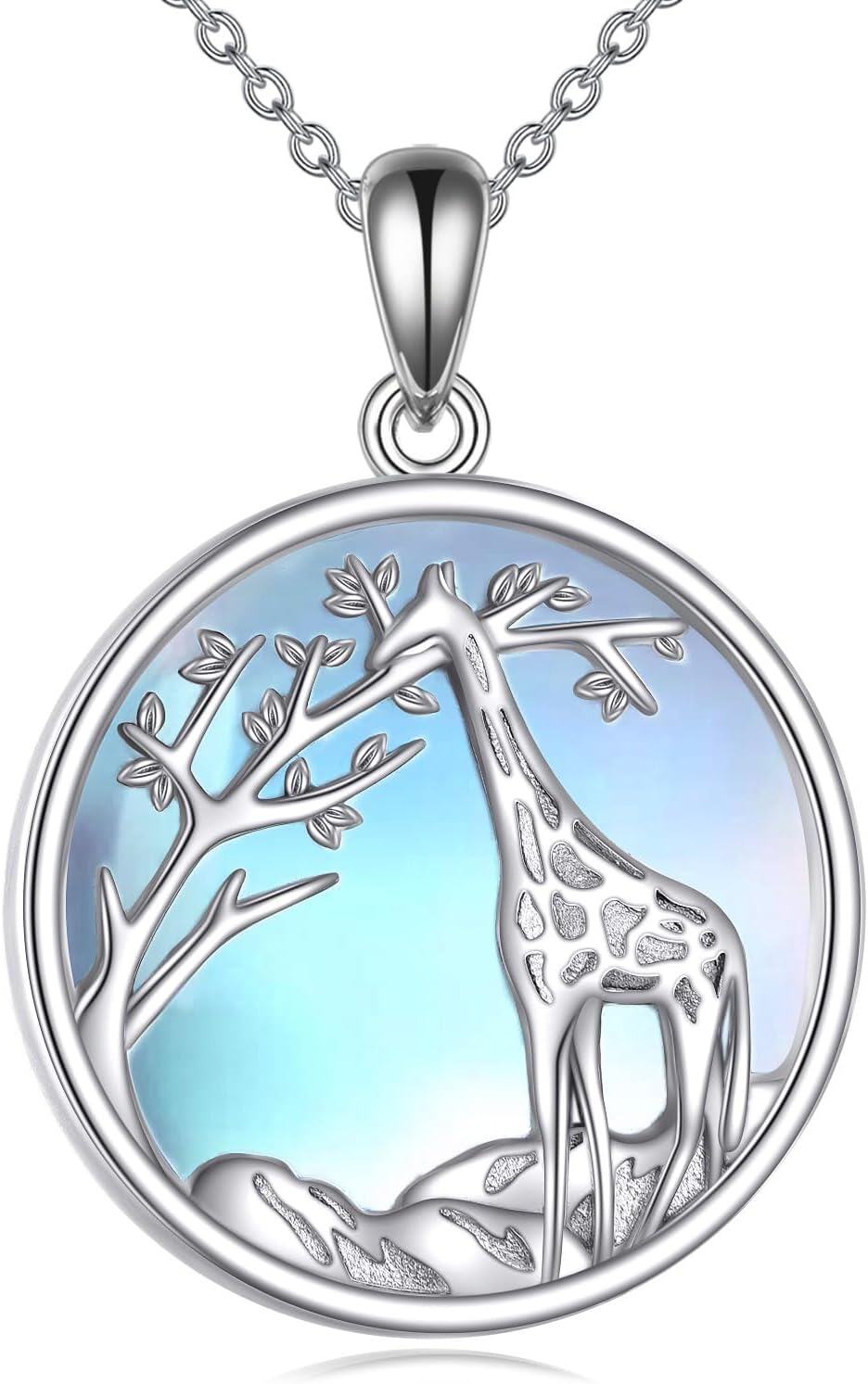 Sterling Silver Moonstone Turquoise Abalone Animal Necklace Cute Jewelry Gift-0-1
