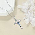 wholesale 925 Sterling Silver Crucifix Pendant With Blue Inlay-0-2