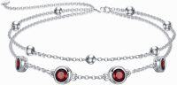 wholesale Sterling Silver Birthstone Anklet Bracelets for Women Gifts-01-Garnet Bracelet 7\"-9\"