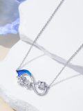 wholesale 925 Sterling Silver Turtle and Wave Infinity Symbol Pendant Necklace Animal  for Women-0-4