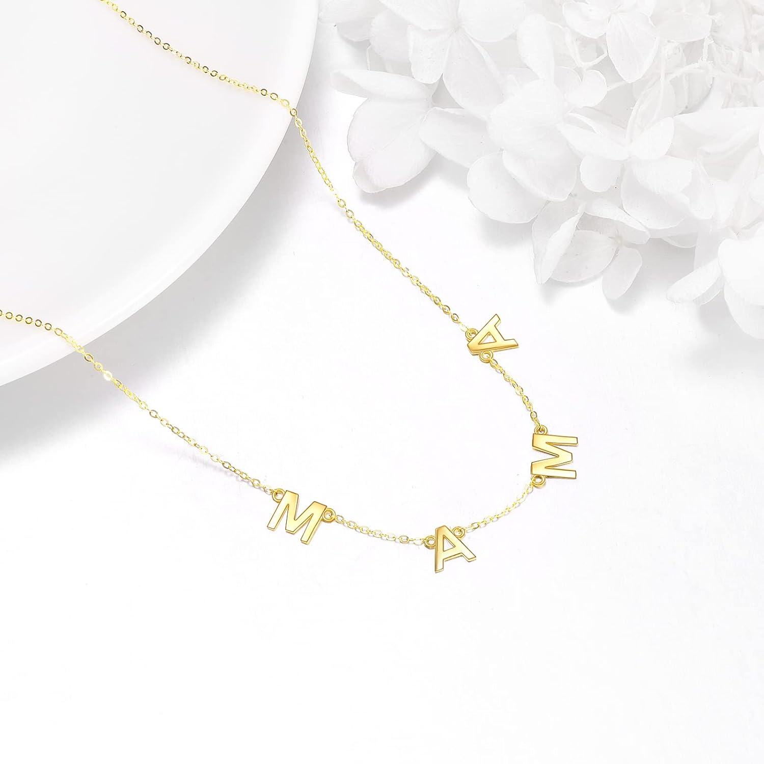 wholesale 14K Gold Mama Initials Pendant Chain Necklace for Women - Personalized s-0-2
