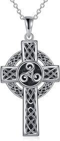 wholesale 925 Sterling Silver Celtic Cross Triskele Pendant Necklace - Hypoallergenic Faith Hope Love Gift for Women-0-0