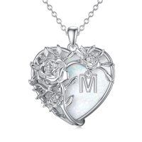 TOUPOP Sterling Silver & Stone Initial Letter Pendant Necklace-undefined