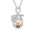 wholesale 925 Sterling Silver Rose & Honeybee Infinity Love Pendant Necklace for Women and Teen Girls-0-0