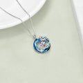 wholesale 925 Sterling Silver Blue Crystal Frog Pendant Necklace for Women-0-4