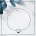 wholesale 925 Sterling Silver Heart-Shaped Panda Charm Bracelet for Women Gifts-0-5